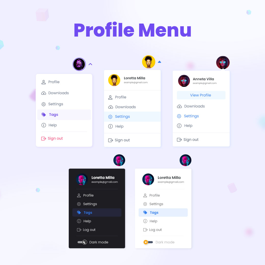 Profile Menu Dropdown